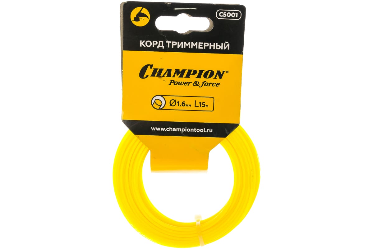 

Леска для триммера прямая круг 1,6 мм Champion 15 м, Желтый