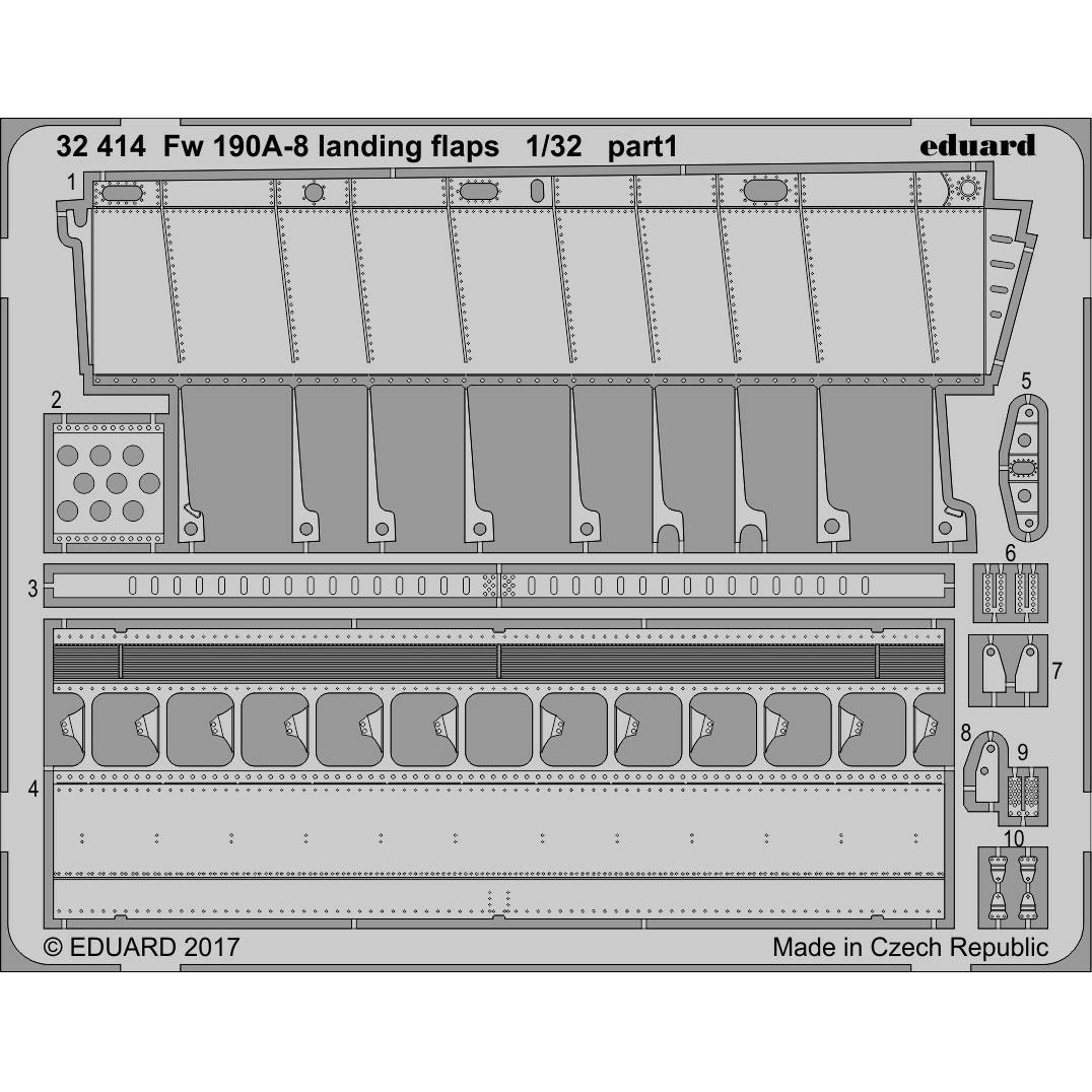 

32414 Eduard 1/32 Фототравление для Fw 190A-8 закрылки, Однотонный, 32414