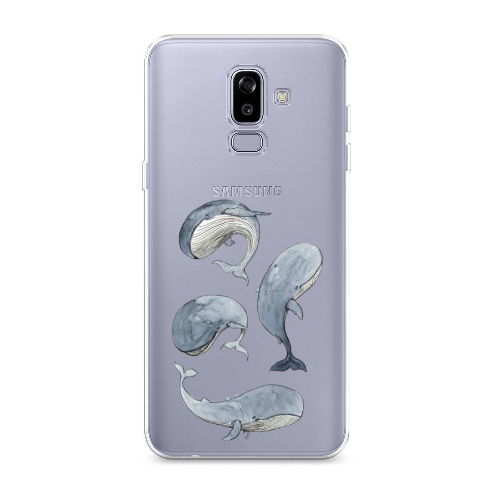 

Чехол Awog на Samsung Galaxy J8 "Киты", Белый;прозрачный;голубой, 26550-1