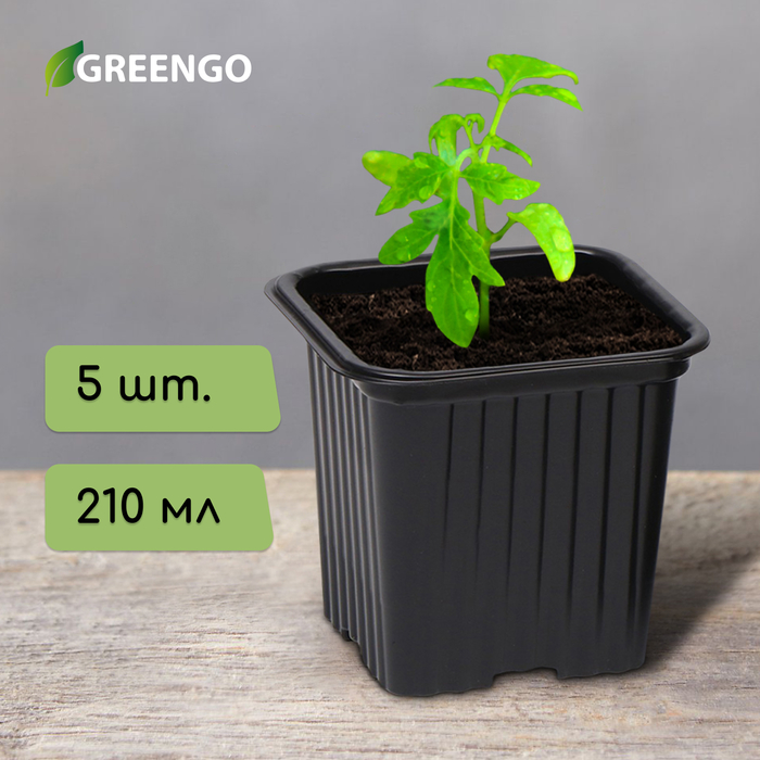 

Набор горшков для рассады Greengo черный 9410909 0,21 л 5 шт.
