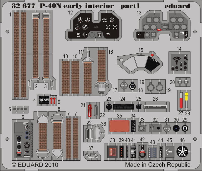 фото 32677 eduard 1/32 цветное фототравление для p-40n early interior s.a.