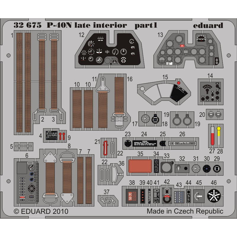 

32675 Eduard 1/32 Цветное Фототравление для P-40N late interior S.A., Однотонный, 32675