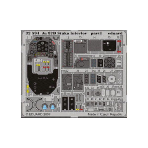 

32594 Eduard 1/32 Цветное Фототравление для Ju 87D Stuka interior, Однотонный, 32594