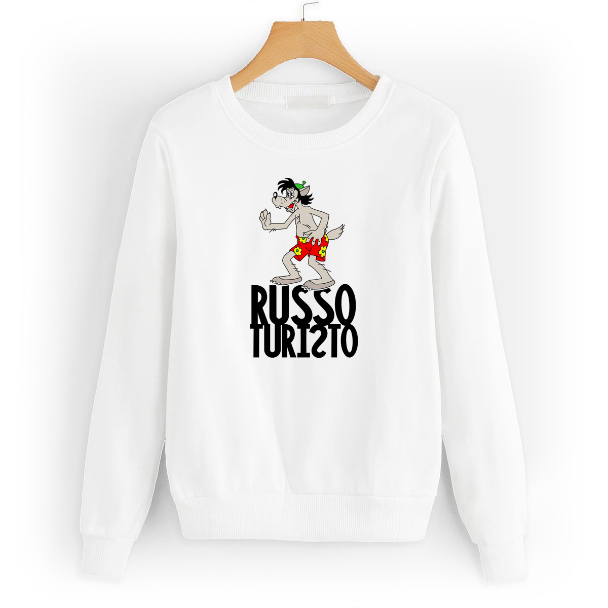 

Свитшот белый CoolPodarok Прикол. Волк. Russo turisto, W0151383