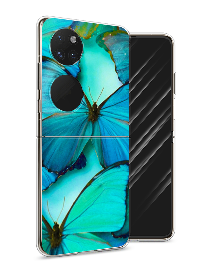 

Чехол Awog на Huawei P50 pocket "Неоновые бабочки", Синий;белый, 6107450-4