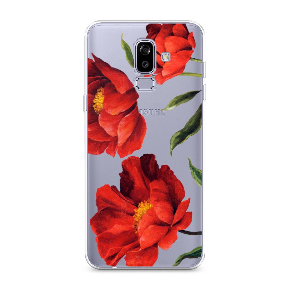 

Чехол Awog на Samsung Galaxy J8 "Красные маки", Красный, 26550-8