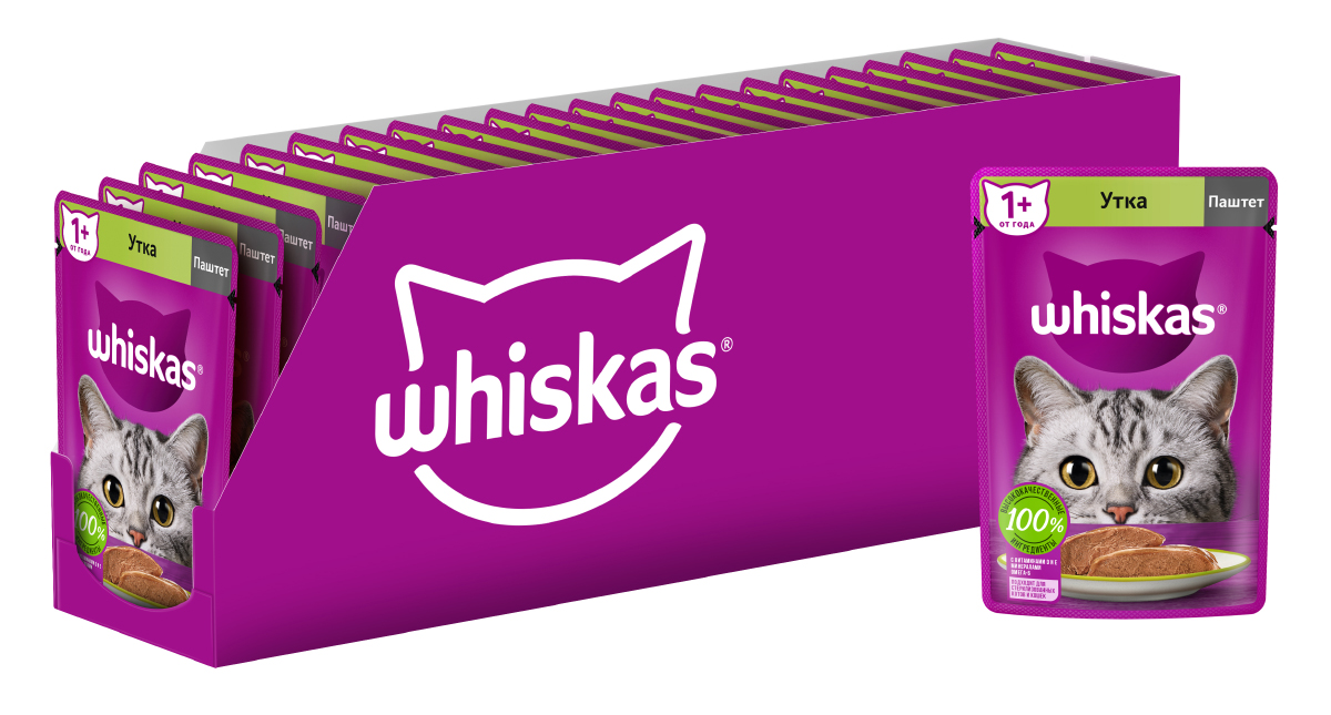 фото Влажный корм whiskas для кошек, паштет с уткой, 24 шт по 75г