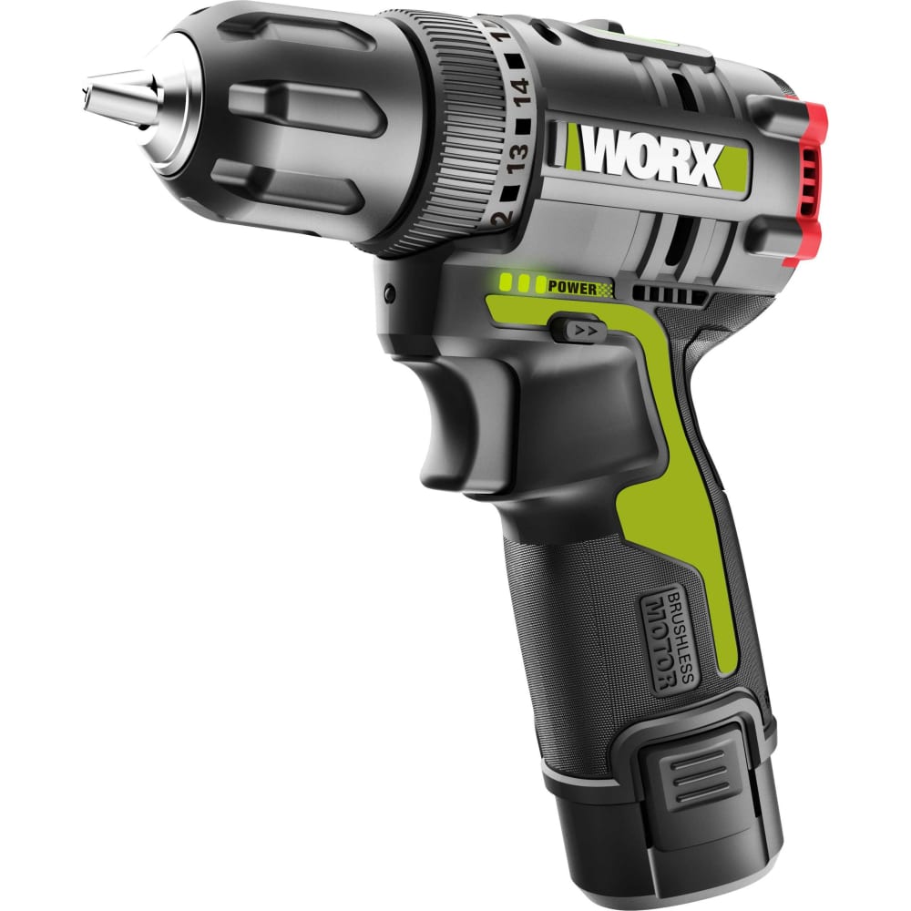 WORX Professional дрель-шуруповерт аккумуляторный, бесщеточный 12В, 40Нм, 2Ач х2, ЗУ 1,5 А