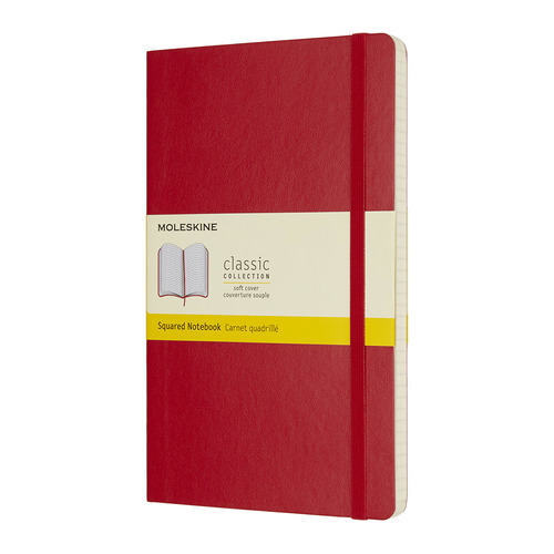 Блокнот Moleskine Classic Soft 192стр в клеточку мягкая обложка красный [qp617f2]