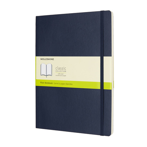 

Блокнот Moleskine Classic Soft, 192стр, без разлиновки, мягкая обложка, синий сапфир