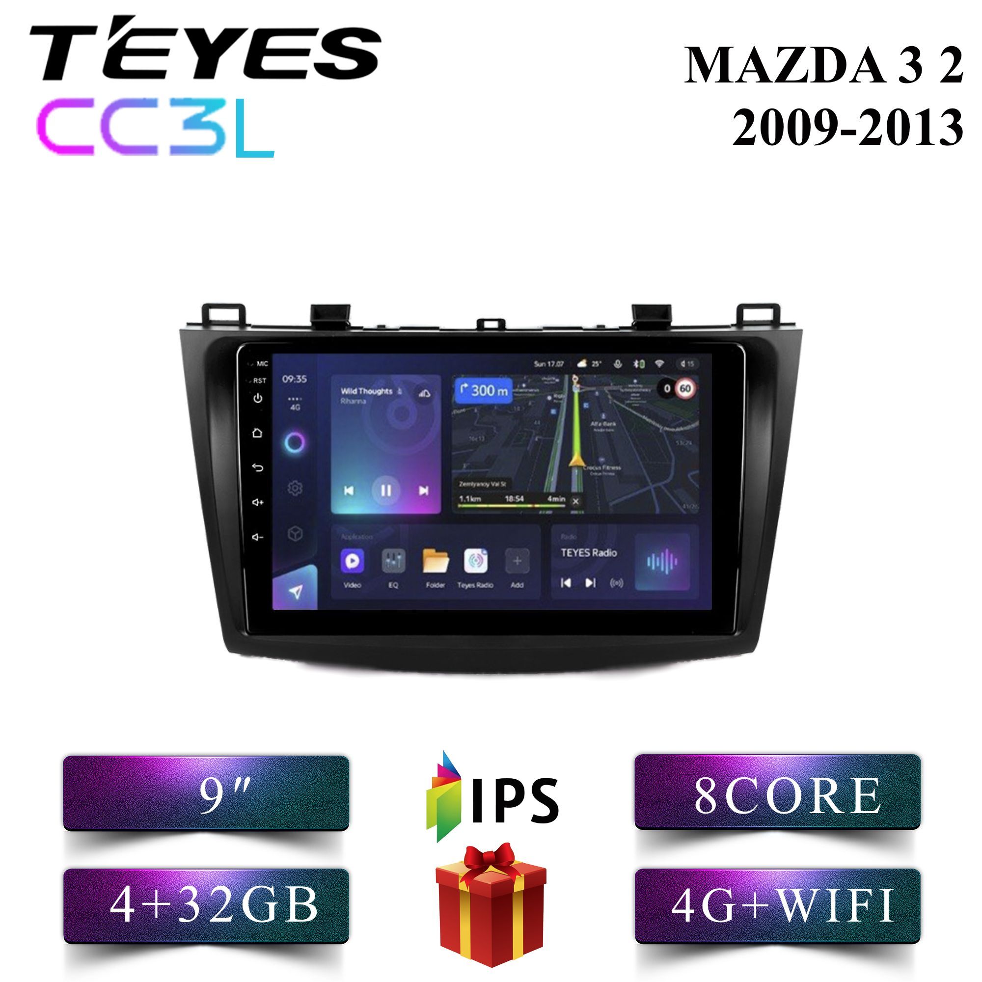 

Штатная магнитола Teyes CC3L Mazda 3-II Мазда 3-2 4+32GB 4G головное устройство мультимеди, CC3LMazda3-II