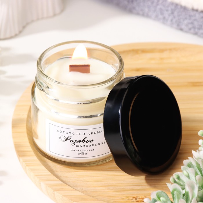 

Свеча ароматическая из соевого воска в банке, 75 г, розовое шампанское