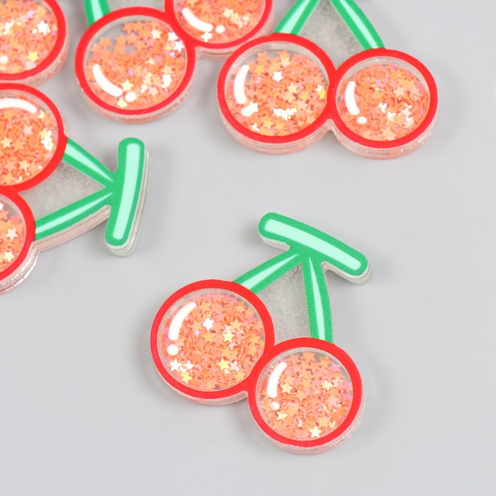 

Шейкер для творчества акрил "Вишенки" с глиттером 0,5х4,4х4,1 см (5 шт.), Разноцветный