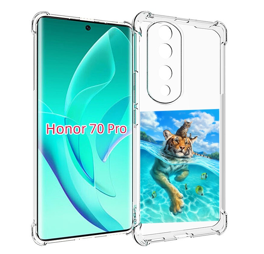 

Чехол MyPads Кот-на-тигре для Honor 70 Pro / 70 Pro Plus, Прозрачный, Tocco