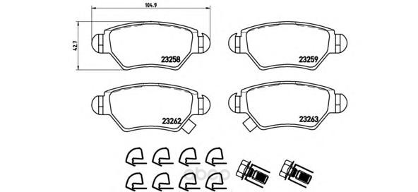 

Тормозные колодки brembo задние p59031, Колодки тормозные, комплект задний