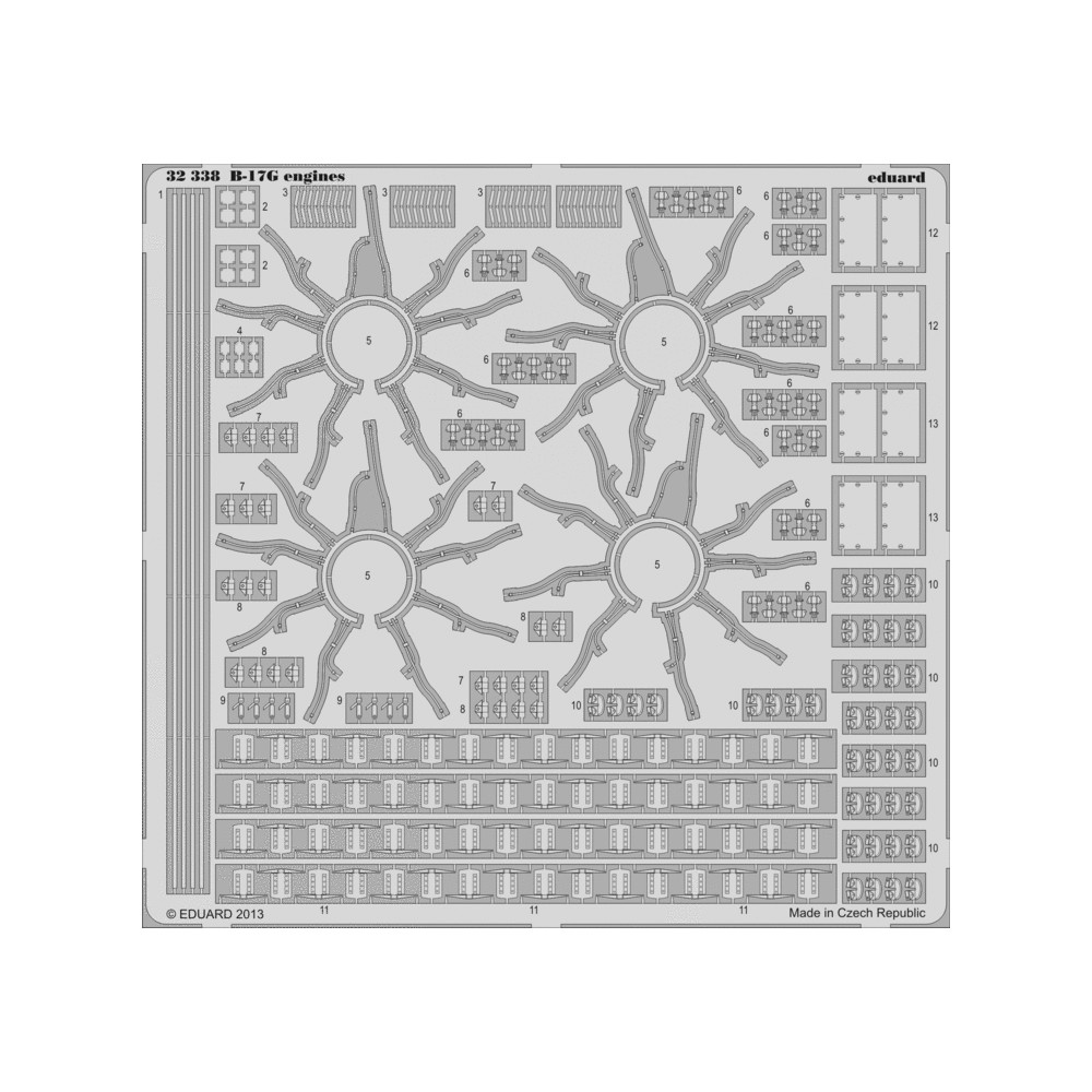 

32338 Eduard 1/32 Фототравление для B-17G engines, Однотонный, 32338