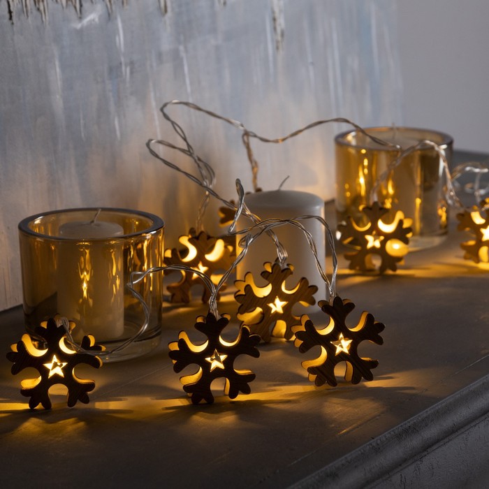 

Световая гирлянда новогодняя Luazon lighting Снежинка 9893183 2,5м белый дневной, Снежинка