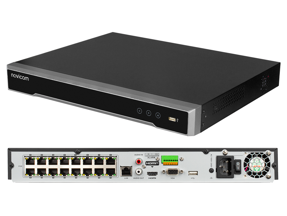 

IP-видеорегистратор Novicam NR2816-P16 v.3105, 16 каналов 8 Mpix для камер видеонаблюдения, NR2816-P16 ver.3105