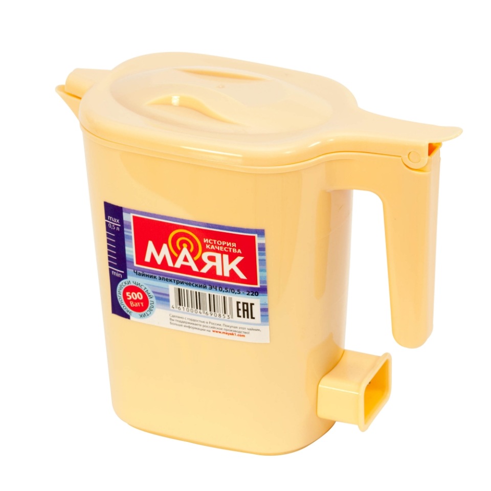 Чайник электрический Маяк ЭЧ 0,5/0,5-220 0.5 л желтый наклейка на авто герб россии вид 3 желтый 150 150 мм