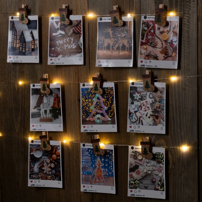 

Световая гирлянда новогодняя Luazon lighting Прищепки-чулок 9643070 2м белый дневной, Прищепки-чулок
