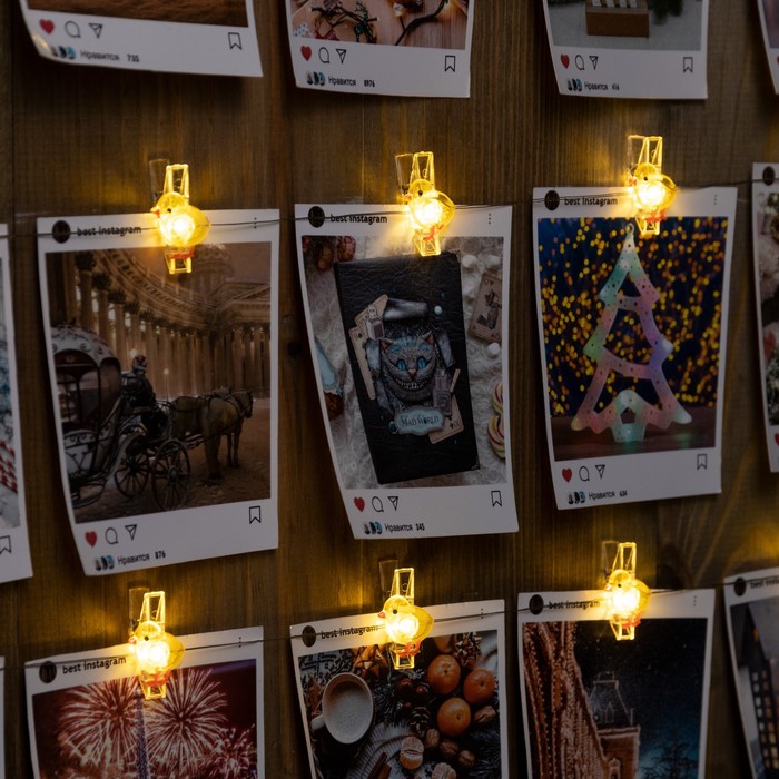 

Световая гирлянда новогодняя Luazon lighting Прищепки-цыпленок 9643311 2м белый дневной, Прищепки-цыпленок