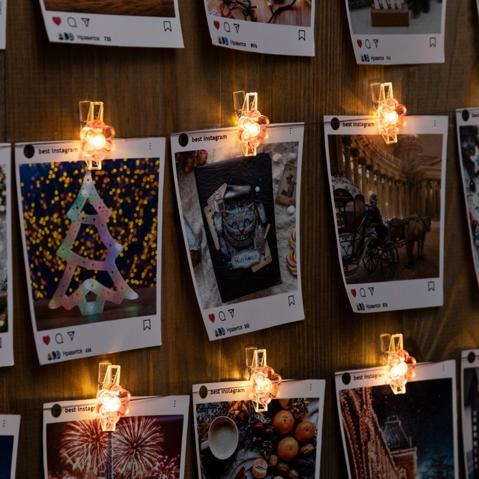 

Световая гирлянда новогодняя Luazon lighting Прищепки-цветы 9643308 2м белый дневной, Прищепки-цветы