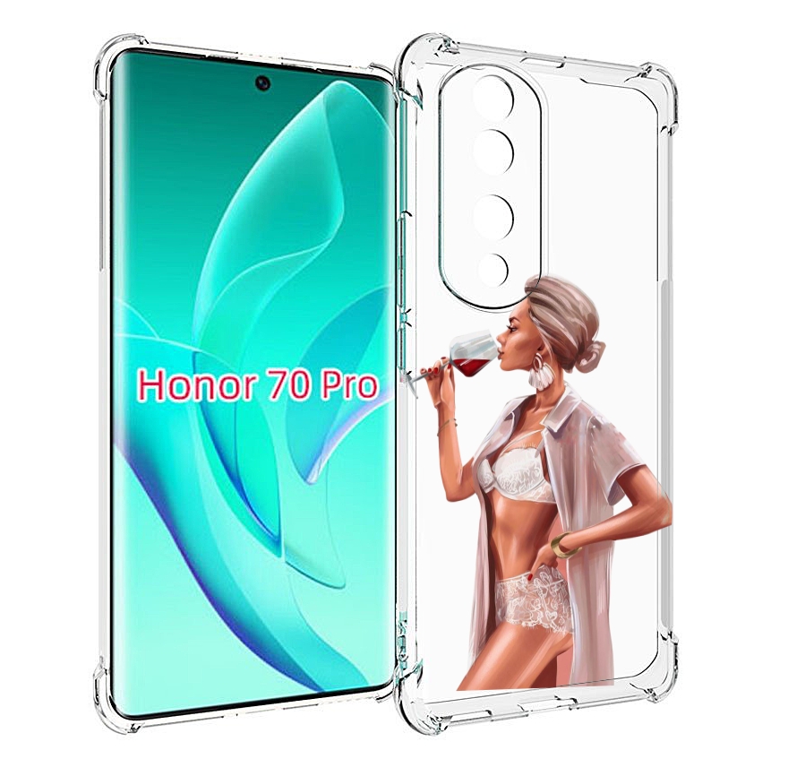 

Чехол MyPads Девушка-с-вином женский для Honor 70 Pro / 70 Pro Plus, Прозрачный, Tocco