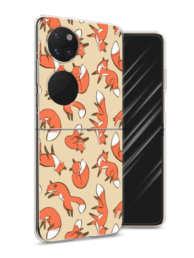 

Чехол Awog на Huawei P50 pocket "Лисички фон", Бежевый;оранжевый;белый, 6107450-3