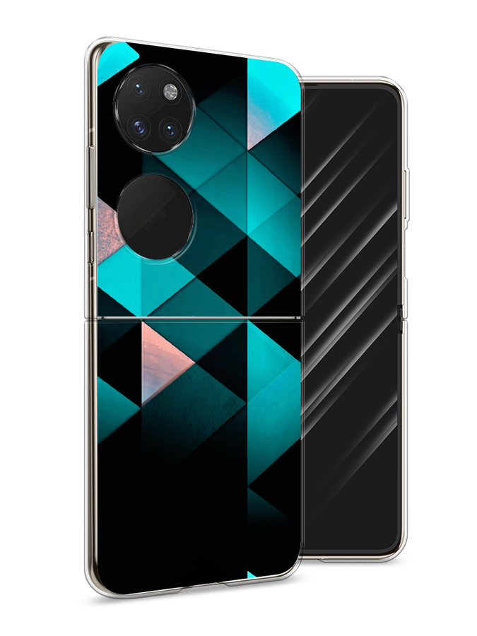 

Чехол Awog на Huawei P50 pocket "Геометрия 16", Голубой;черный, 6107450-3