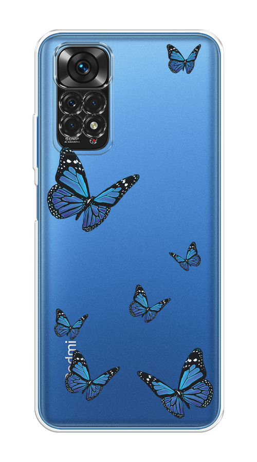 

Чехол на Xiaomi Redmi Note 11 4G Global "Blue butterflies", Синий;черный, 312850-1