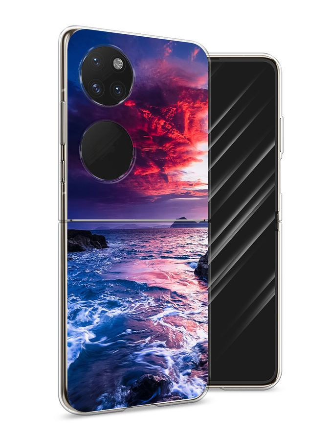 

Чехол Awog на Huawei P50 pocket "Волны 1", Розовый;синий, 6107450-4