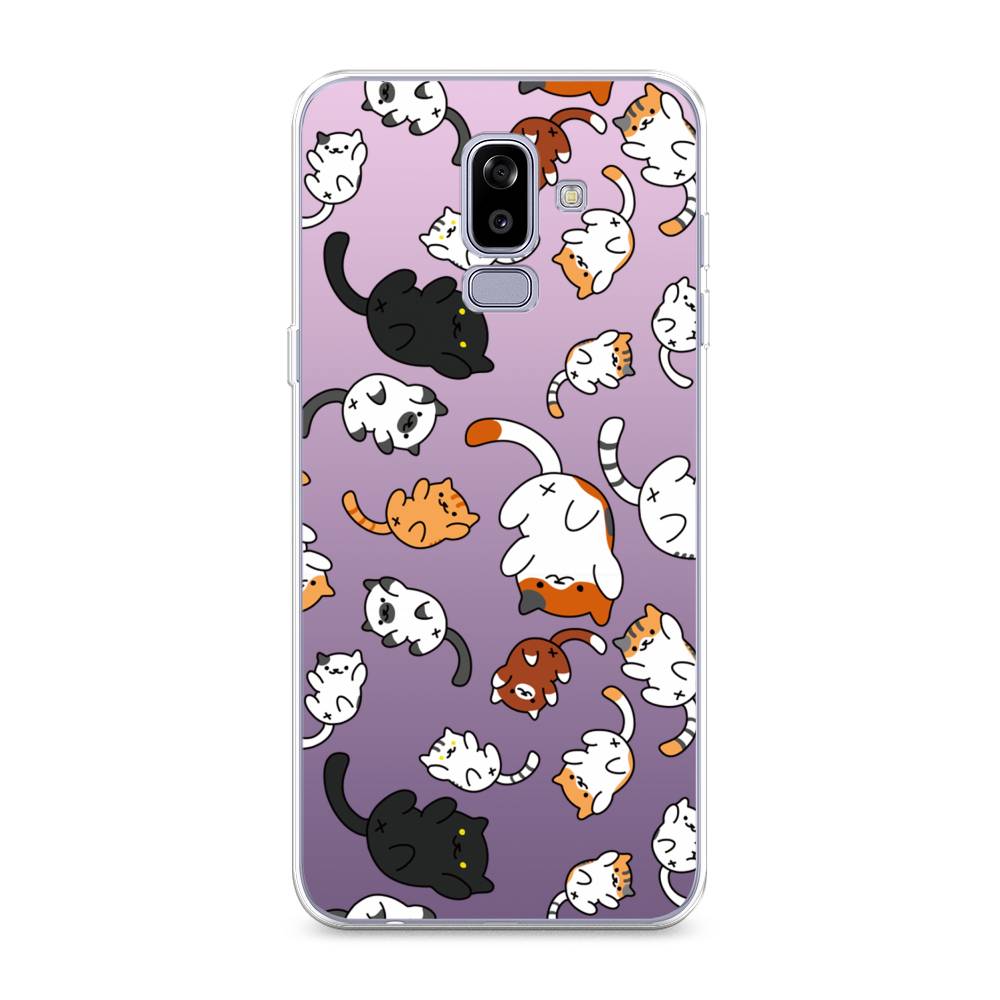 

Чехол Awog на Samsung Galaxy J8 "Котопад", Фиолетовый;белый, 26550-7