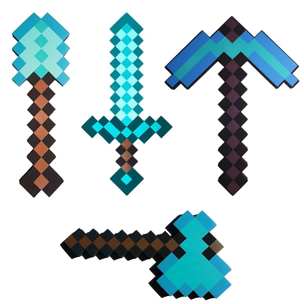 Игрушечное оружие Майнкрафт Minecraft алмазное 4 в 1 меч, кирка, лопата, топор