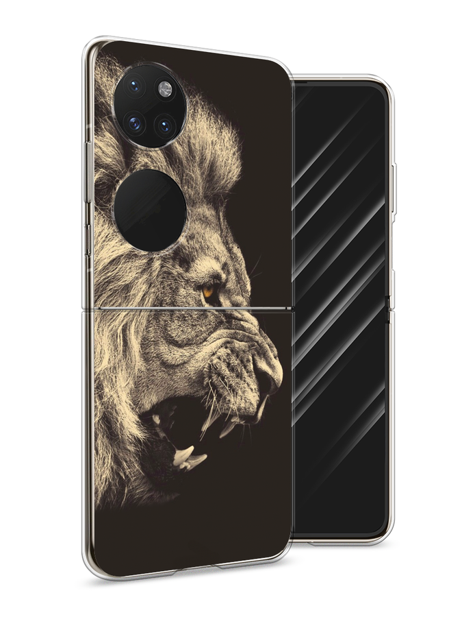 

Чехол Awog на Huawei P50 pocket "Львиный рык 2", Бежевый;черный, 6107450-1