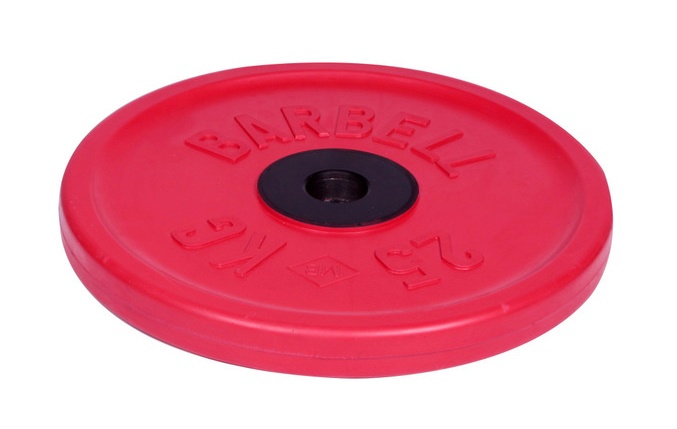 Диск для штанги MB Barbell Евро-Классик с ручками 25 кг, 51 мм красный