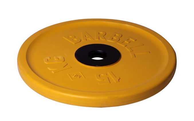 фото Диск олимпийский "barbell" d 51 мм цветной 15,0 кг mb barbell