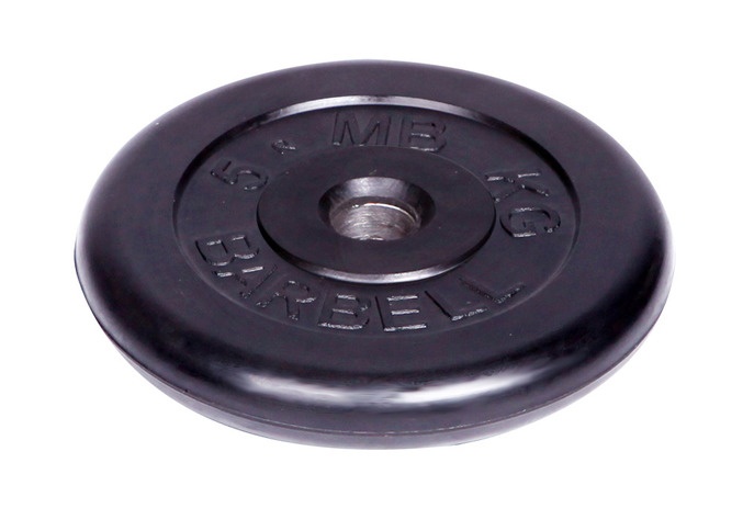 фото Диск обрезиненный "barbell" d 51 мм чёрный 5,0 кг mb barbell