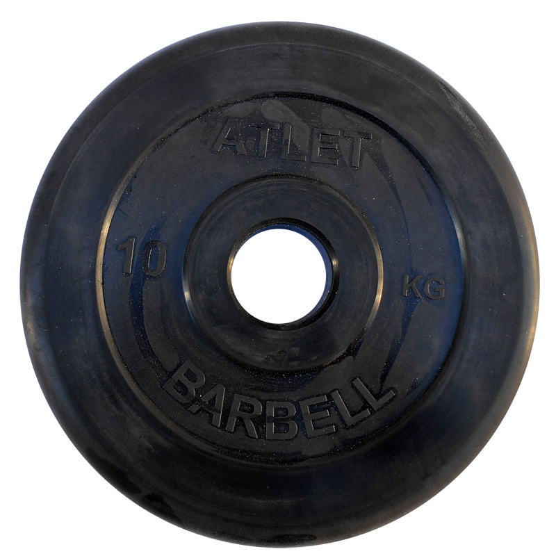 фото Диск обрезиненный "barbell" d 51 мм чёрный 10,0 кг mb barbell