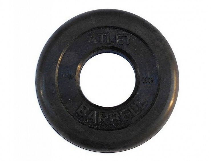 фото Диск обрезиненный "barbell" d 51 мм чёрный 1,25 кг mb barbell