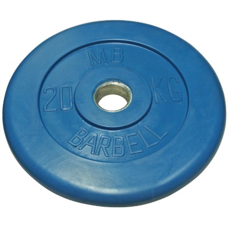 фото Диск обрезиненный "barbell" d 26 мм цветной 20,0 кг mb barbell