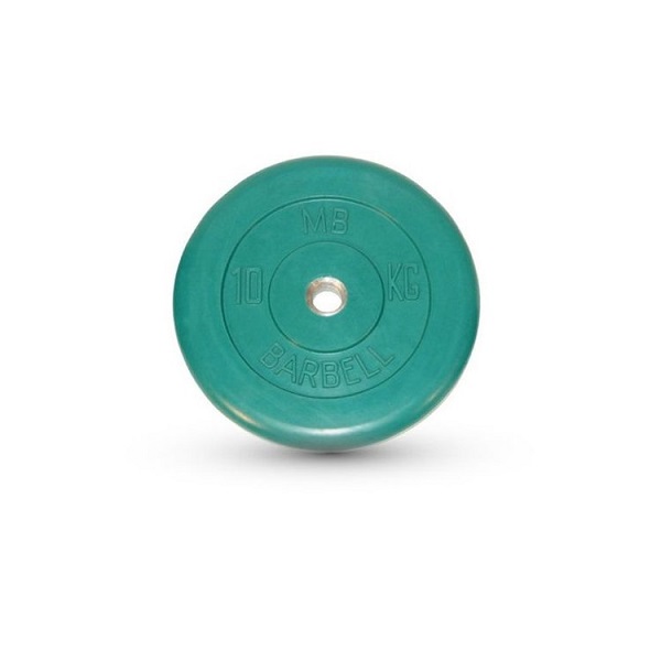 фото Диск обрезиненный "barbell" d 26 мм цветной 10,0 кг mb barbell