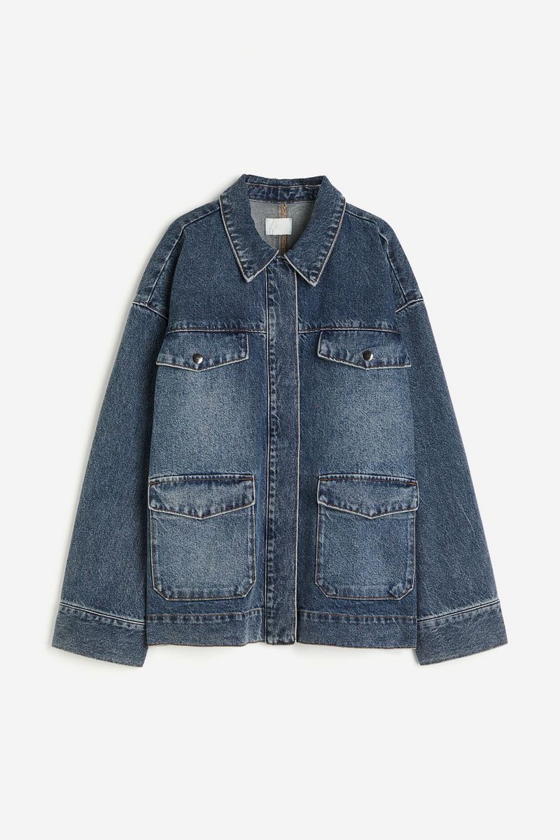 

Джинсовая куртка женская H&M 1218765 голубая L, Голубой, 1218765