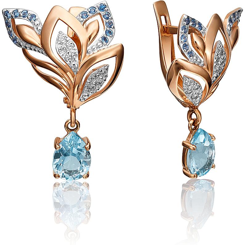 

Серьги женские из золота ЮЗ Платина 02-3652-00-207-1110-46, топаз/фианит, 02-3652-00-207-1110-46