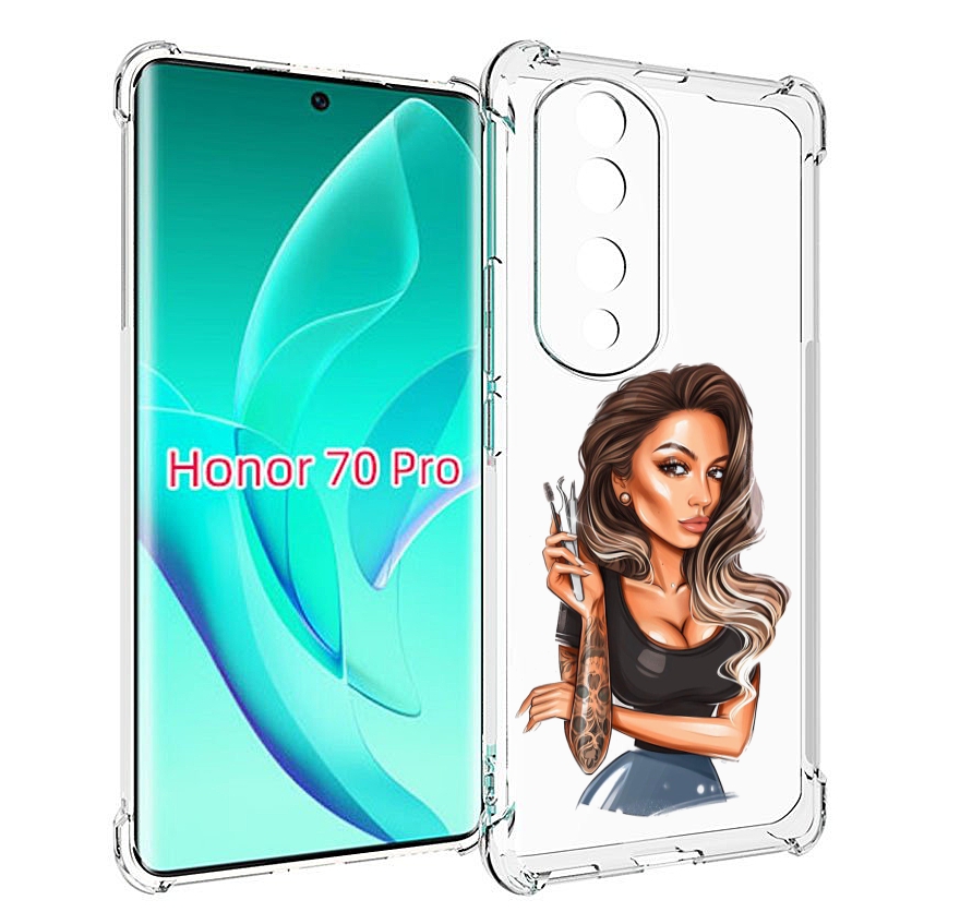

Чехол MyPads Девушка-бровист для Honor 70 Pro / 70 Pro Plus, Прозрачный, Tocco