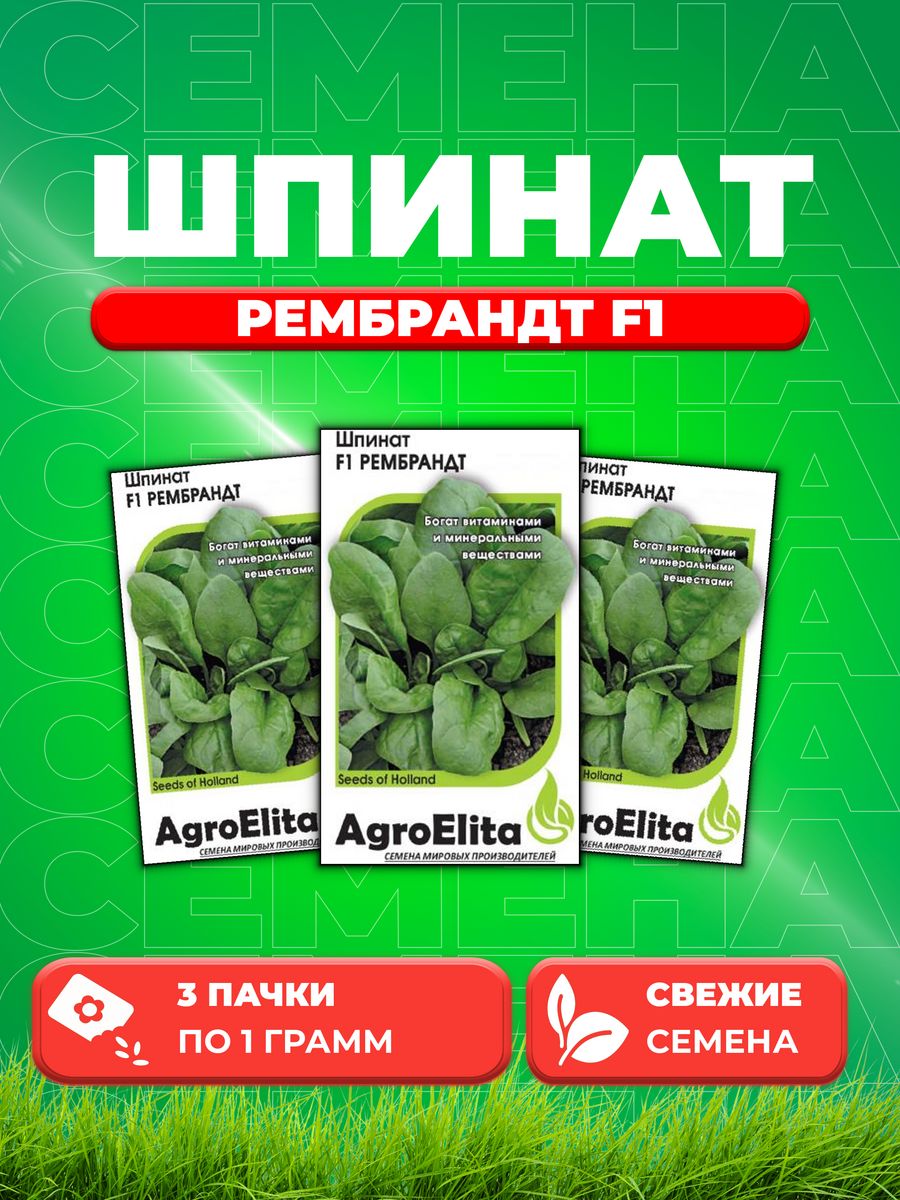 Семена Шпинат Рембрандт F1, 1,0г, AgroElita, Bejo3уп