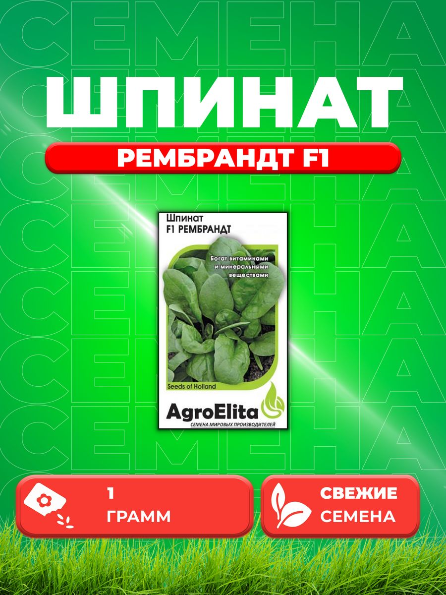 

Семена Шпинат Рембрандт F1, 1,0г, AgroElita, Bejo