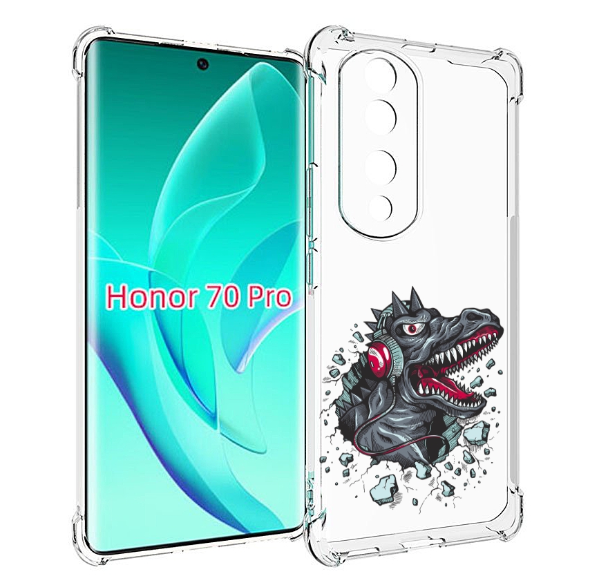 

Чехол MyPads Нарисованный динозавр в наушниках для Honor 70 Pro / 70 Pro Plus, Прозрачный, Tocco