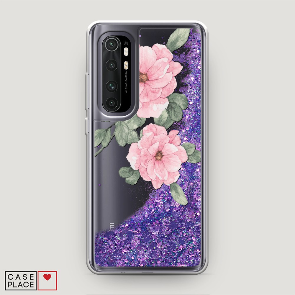 

Жидкий чехол с блестками "Акварельные розовые цветы" на Xiaomi Mi Note 10 lite, 38492-1