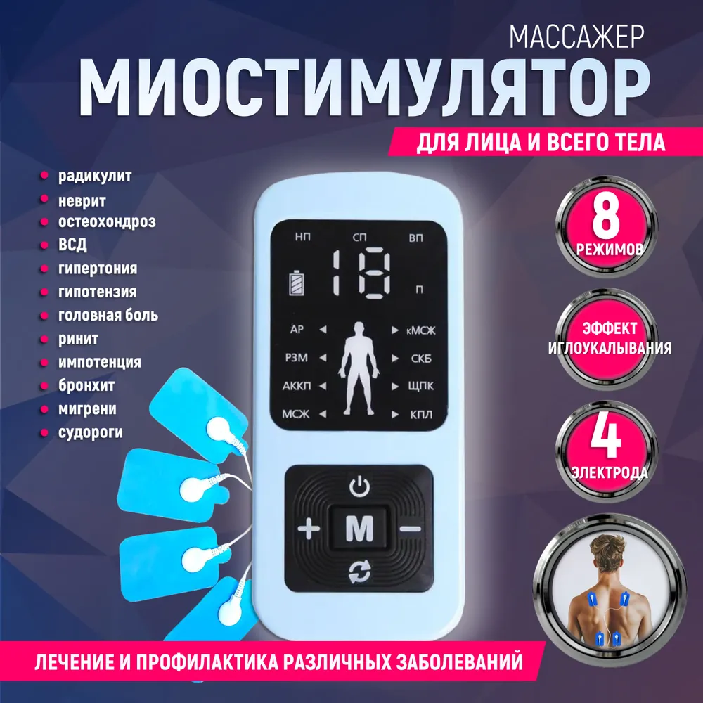 Миостимулятор Цифровой Meridian с пультом голубой 1190₽