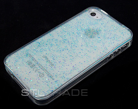

Силиконовый чехол с блестками для iPhone 4 бирюзовый в тех.уп.